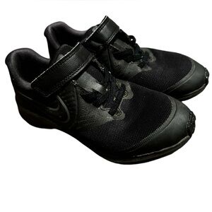 Nike all black Velcro kids shoes size 1Y